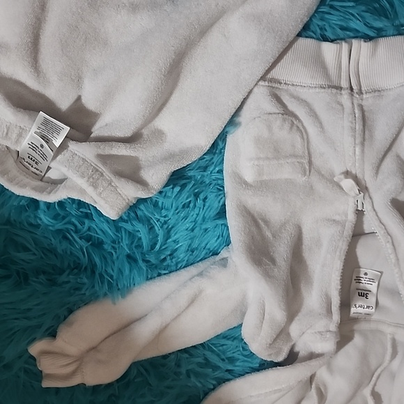 Carters 3m white Bear zip up sweater pants set - Picture 2 of 6